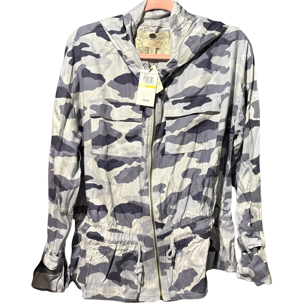 Cupio Hooded Utility Jacket Gray and Black Urban Camo